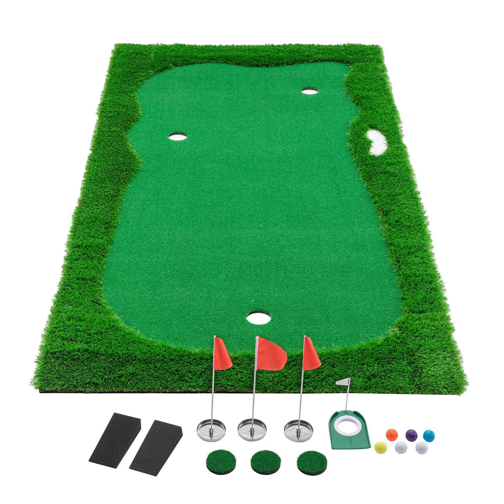 10x5 FT Golf Putting Green, Golf Training Mat With High-quality Turf, 3 Holes, 3 Flags And Cups For Indoor Outdoor